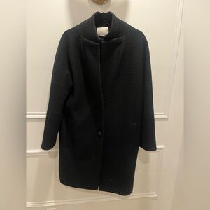 OAK + FORT Black Wool Blend Pea Coat